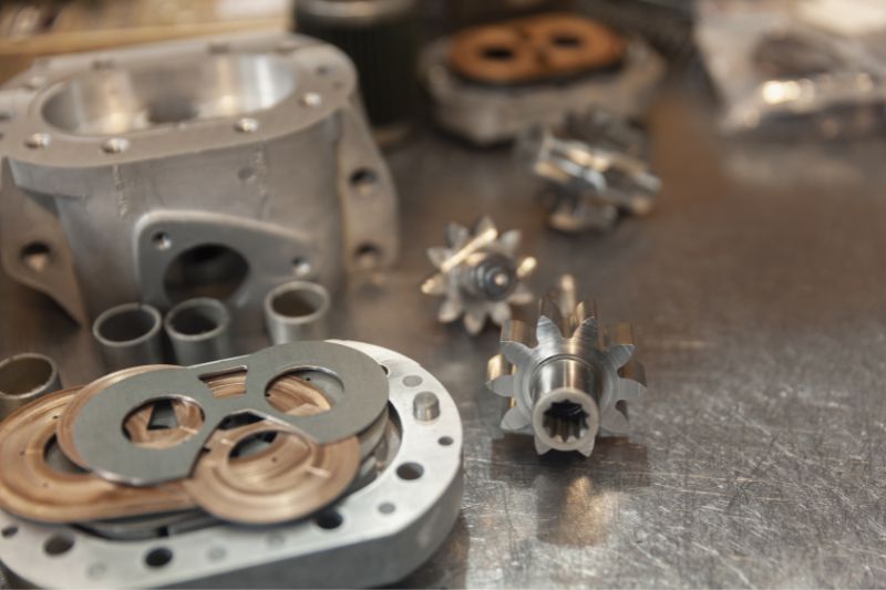 Test pompy hydraulicznej na stanowisku serwisowym